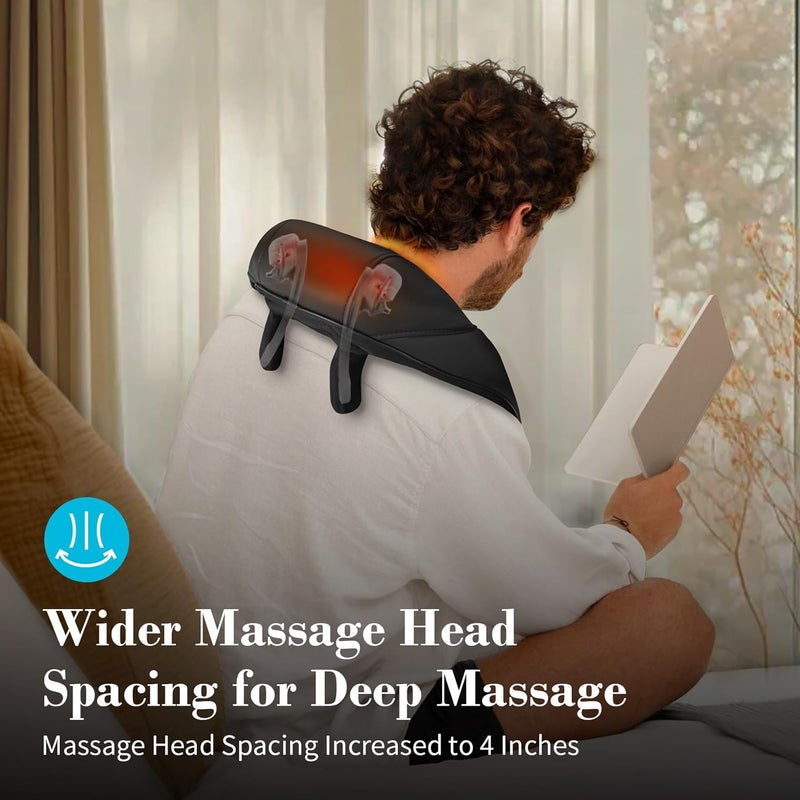 CuPiLo Neck Massager with Heat for Pain Relief - Cordless Shiatsu Massage for Neck Traps Back and Shoulder,Rechargeable Kneading Massage, Gift for Mom/Dad Home Office - Image 3